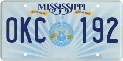MS license plate OKC192