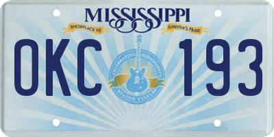 MS license plate OKC193