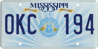 MS license plate OKC194