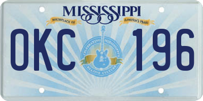 MS license plate OKC196