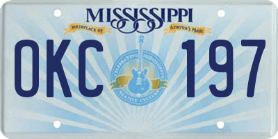 MS license plate OKC197
