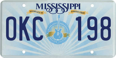 MS license plate OKC198