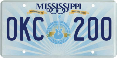 MS license plate OKC200
