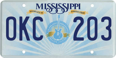 MS license plate OKC203