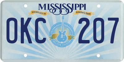 MS license plate OKC207