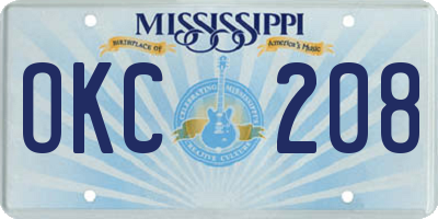 MS license plate OKC208