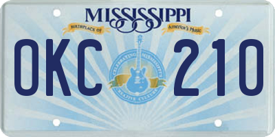 MS license plate OKC210