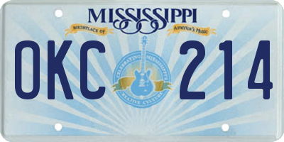 MS license plate OKC214