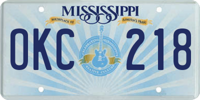 MS license plate OKC218