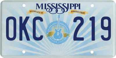 MS license plate OKC219