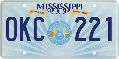 MS license plate OKC221