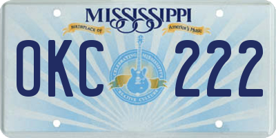 MS license plate OKC222