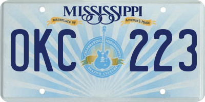 MS license plate OKC223