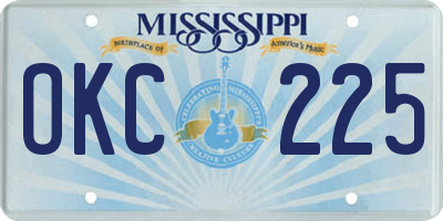 MS license plate OKC225