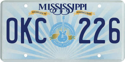 MS license plate OKC226