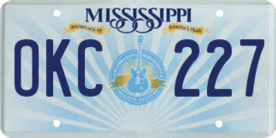 MS license plate OKC227