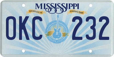 MS license plate OKC232