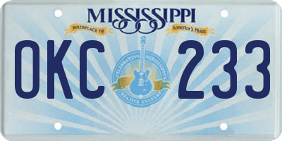 MS license plate OKC233