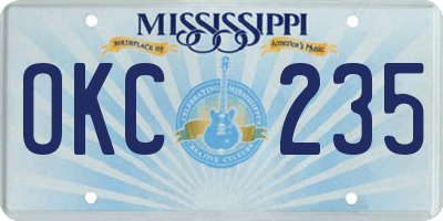 MS license plate OKC235