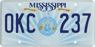 MS license plate OKC237