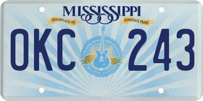 MS license plate OKC243