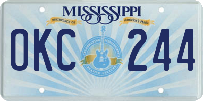 MS license plate OKC244