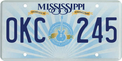 MS license plate OKC245