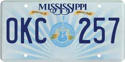 MS license plate OKC257
