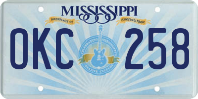 MS license plate OKC258