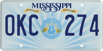 MS license plate OKC274