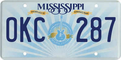 MS license plate OKC287
