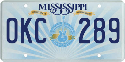 MS license plate OKC289