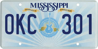MS license plate OKC301