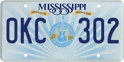 MS license plate OKC302