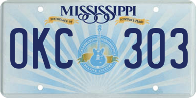 MS license plate OKC303
