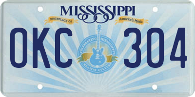 MS license plate OKC304