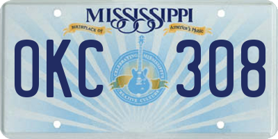 MS license plate OKC308