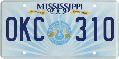 MS license plate OKC310