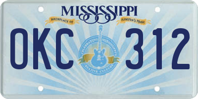 MS license plate OKC312