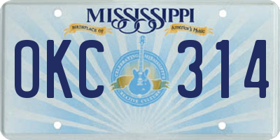 MS license plate OKC314