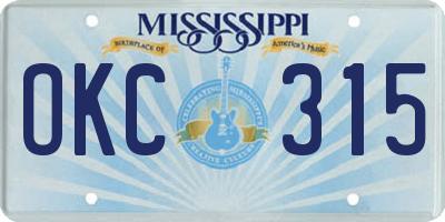MS license plate OKC315