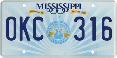 MS license plate OKC316