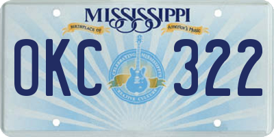 MS license plate OKC322