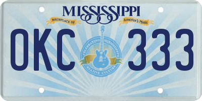 MS license plate OKC333