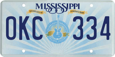 MS license plate OKC334