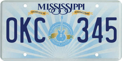 MS license plate OKC345