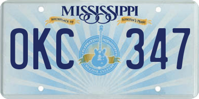 MS license plate OKC347