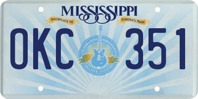 MS license plate OKC351