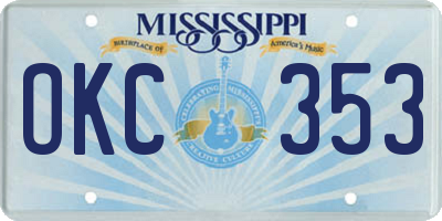 MS license plate OKC353