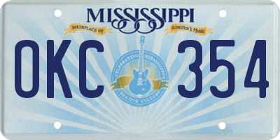 MS license plate OKC354